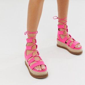 Jive flatform espadrilles in neon pink